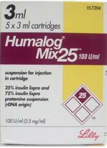 Humalog Mix25 Penfills 5x3ml