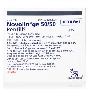 Novolin GE 50/50 Penfill 5x3ml